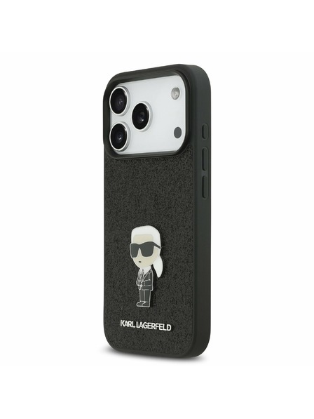 Karl Lagerfeld Karl Lagerfeld Fixed Glitter Metal Ikonik Stražnji Poklopac za iPhone 17 Pro Black