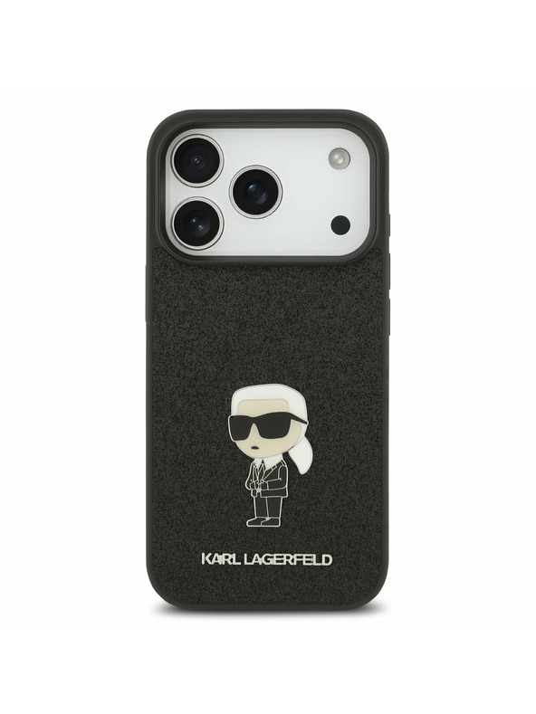 Karl Lagerfeld Karl Lagerfeld Fixed Glitter Metal Ikonik Stražnji Poklopac za iPhone 17 Pro Black