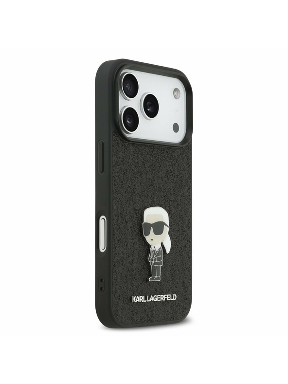 Karl Lagerfeld Karl Lagerfeld Fixed Glitter Metal Ikonik Stražnji Poklopac za iPhone 17 Pro Black