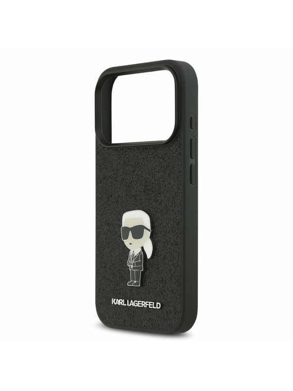 Karl Lagerfeld Karl Lagerfeld Fixed Glitter Metal Ikonik Stražnji Poklopac za iPhone 17 Pro Black