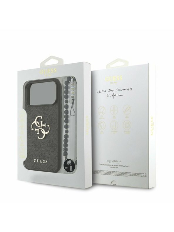 Guess Guess PU 4G Metal Logo Strap Stražnji Poklopac za iPhone 17 Pro Max Black