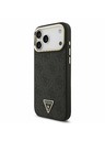 Guess Guess PU Leather 4G Strass Triangle Logo Gold Frame MagSafe Stražnji Poklopac za iPhone 17 Pro Max Black