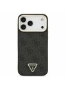 Guess Guess PU Leather 4G Strass Triangle Logo Gold Frame MagSafe Stražnji Poklopac za iPhone 17 Pro Max Black