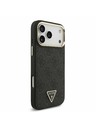 Guess Guess PU Leather 4G Strass Triangle Logo Gold Frame MagSafe Stražnji Poklopac za iPhone 17 Pro Max Black