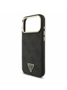 Guess Guess PU Leather 4G Strass Triangle Logo Gold Frame MagSafe Stražnji Poklopac za iPhone 17 Pro Max Black