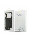 Guess Guess PU Leather 4G Strass Triangle Logo Gold Frame MagSafe Stražnji Poklopac za iPhone 17 Pro Max Black