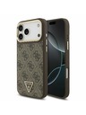 Guess Guess PU Leather 4G Strass Triangle Logo Gold Frame MagSafe Stražnji Poklopac za iPhone 17 Pro Max Brown