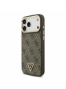 Guess Guess PU Leather 4G Strass Triangle Logo Gold Frame MagSafe Stražnji Poklopac za iPhone 17 Pro Max Brown