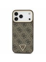 Guess Guess PU Leather 4G Strass Triangle Logo Gold Frame MagSafe Stražnji Poklopac za iPhone 17 Pro Max Brown
