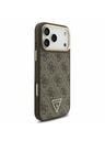 Guess Guess PU Leather 4G Strass Triangle Logo Gold Frame MagSafe Stražnji Poklopac za iPhone 17 Pro Max Brown