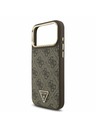 Guess Guess PU Leather 4G Strass Triangle Logo Gold Frame MagSafe Stražnji Poklopac za iPhone 17 Pro Max Brown