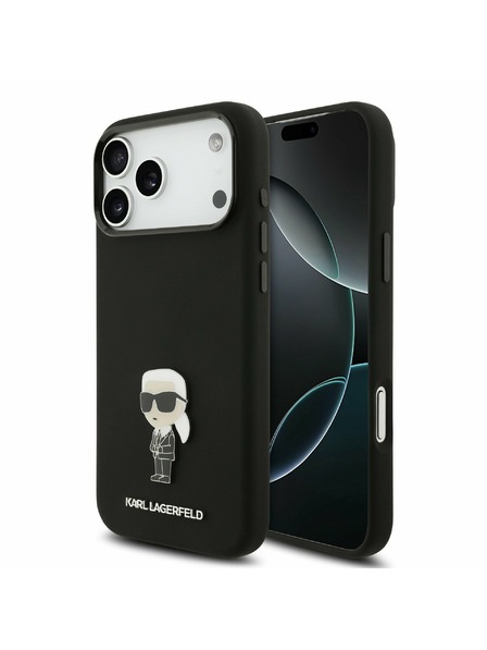 Karl Lagerfeld Karl Lagerfeld Liquid Silicone Metal Ikonik Stražnji Poklopac za iPhone 17 Pro Max Black