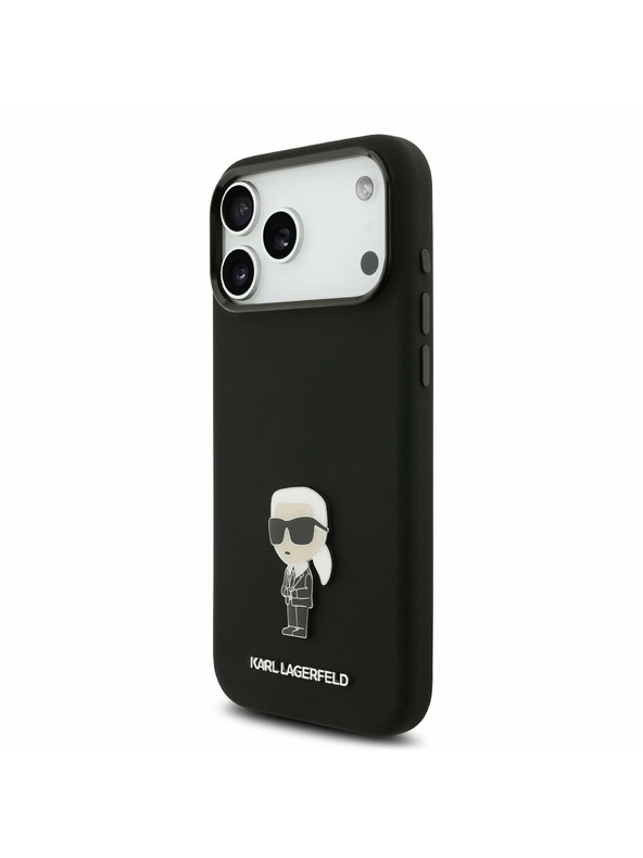 Karl Lagerfeld Karl Lagerfeld Liquid Silicone Metal Ikonik Stražnji Poklopac za iPhone 17 Pro Max Black