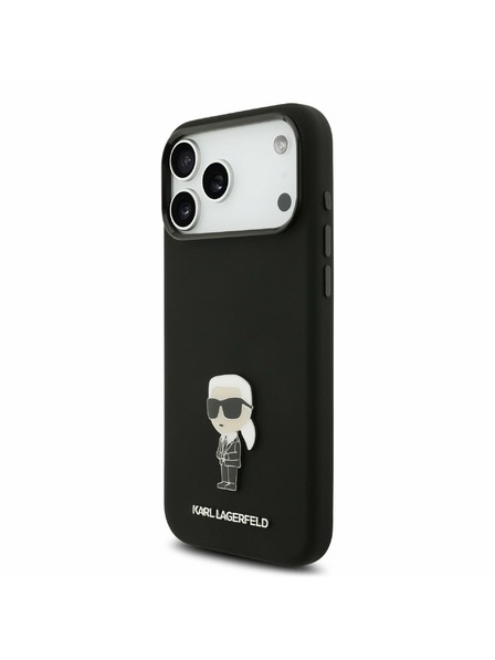 Karl Lagerfeld Karl Lagerfeld Liquid Silicone Metal Ikonik Stražnji Poklopac za iPhone 17 Pro Max Black