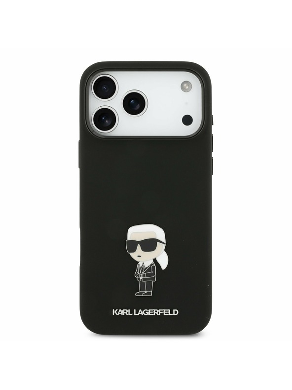 Karl Lagerfeld Karl Lagerfeld Liquid Silicone Metal Ikonik Stražnji Poklopac za iPhone 17 Pro Max Black