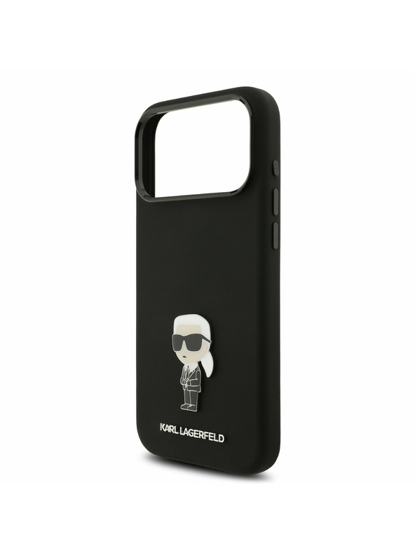 Karl Lagerfeld Karl Lagerfeld Liquid Silicone Metal Ikonik Stražnji Poklopac za iPhone 17 Pro Max Black