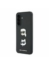 Karl Lagerfeld Karl Lagerfeld Liquid Silicone Metal Karl and Choupette Stražnji Poklopac za Samsung Galaxy A37 Black