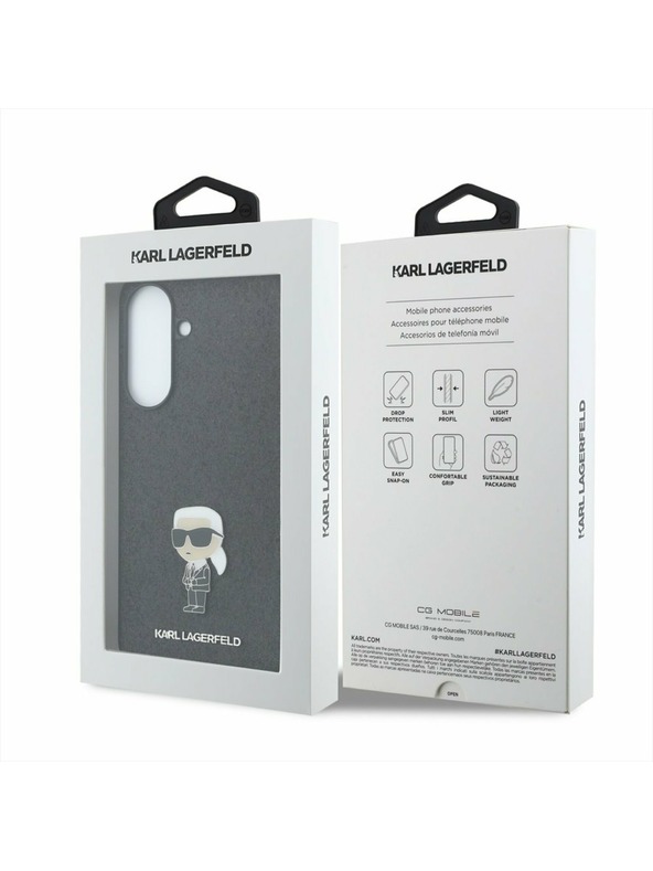 Karl Lagerfeld Karl Lagerfeld Fixed Glitter Metal Ikonik Stražnji Poklopac za Samsung Galaxy A57 Black
