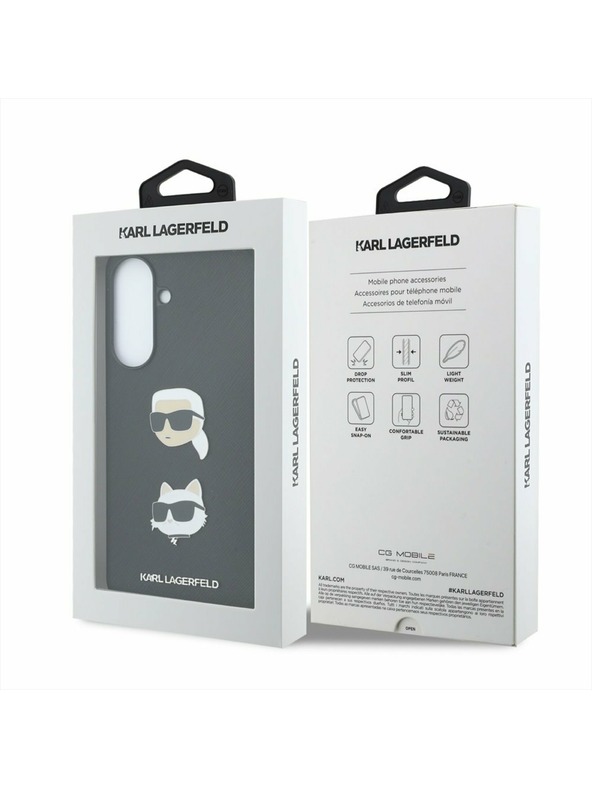 Karl Lagerfeld Karl Lagerfeld Liquid Silicone Metal Karl and Choupette Stražnji Poklopac za Samsung Galaxy A57 Black