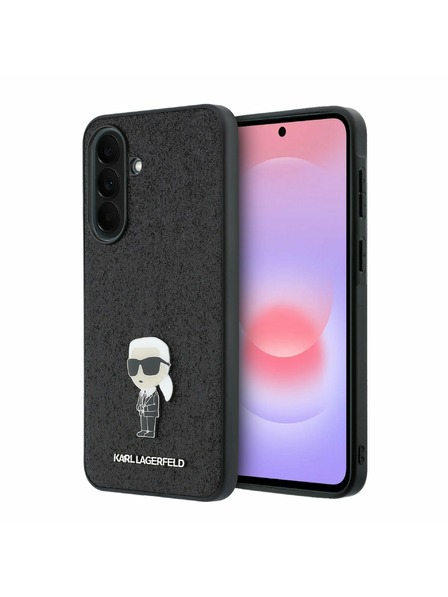 Karl Lagerfeld Karl Lagerfeld Fixed Glitter Metal Ikonik Stražnji Poklopac za Samsung Galaxy A37 Black