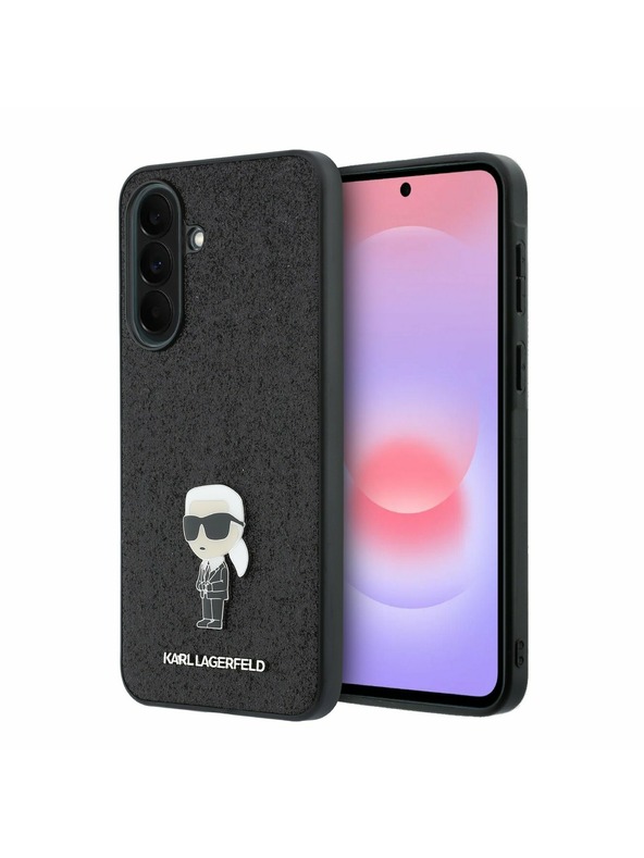 Karl Lagerfeld Karl Lagerfeld Fixed Glitter Metal Ikonik Stražnji Poklopac za Samsung Galaxy A37 Black