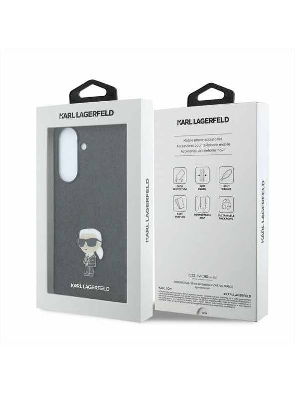 Karl Lagerfeld Karl Lagerfeld Fixed Glitter Metal Ikonik Stražnji Poklopac za Samsung Galaxy A37 Black