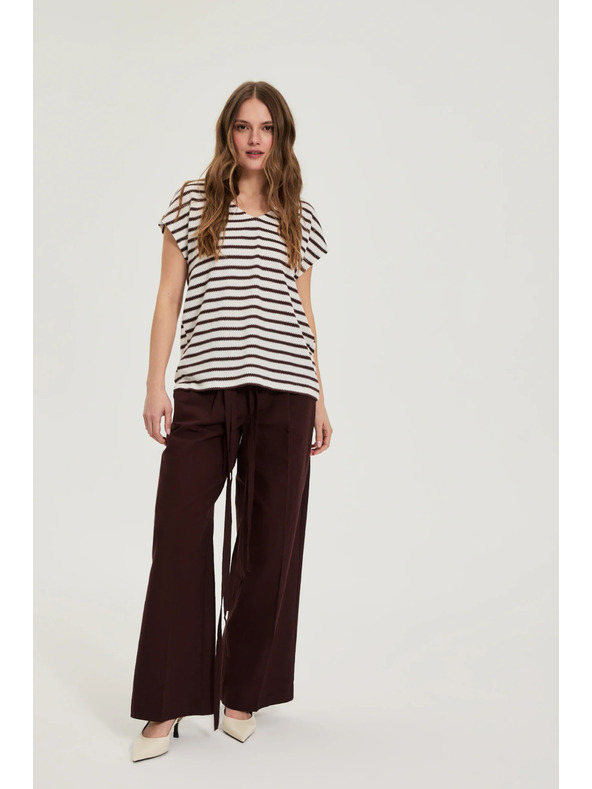 Moodo Beige Striped Blouse Moodo