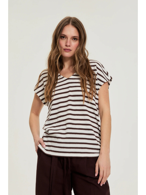 Moodo Beige Striped Blouse Moodo