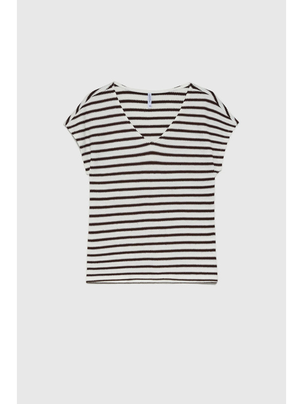 Moodo Beige Striped Blouse Moodo