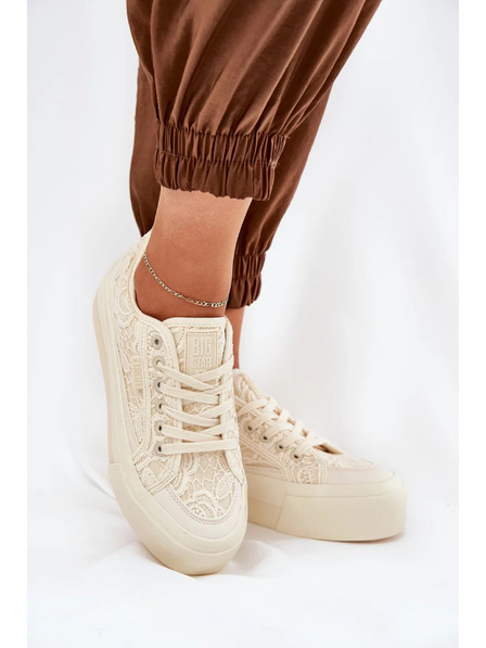 BIG STAR SHOES Ženski čipkasti teniski Big Star – bež