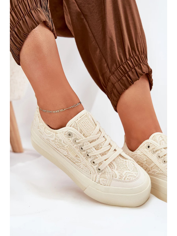 BIG STAR SHOES Ženski čipkasti teniski Big Star – bež