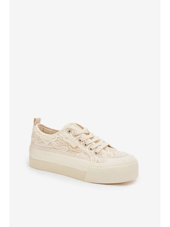 BIG STAR SHOES Ženski čipkasti teniski Big Star – bež