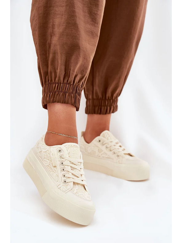 BIG STAR SHOES Ženski čipkasti teniski Big Star – bež
