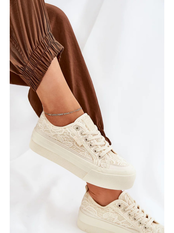 BIG STAR SHOES Ženski čipkasti teniski Big Star – bež