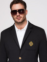 Ombre Clothing Muški sako klasičnog slim fit kroja sa zlatnim gumbima i emblemom Heritage - crno V2 OM-BLZB-0166 Ombre Clothing