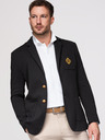 Ombre Clothing Muški sako klasičnog slim fit kroja sa zlatnim gumbima i emblemom Heritage - crno V2 OM-BLZB-0166 Ombre Clothing