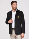 Ombre Clothing Muški sako klasičnog slim fit kroja sa zlatnim gumbima i emblemom Heritage - crno V2 OM-BLZB-0166 Ombre Clothing