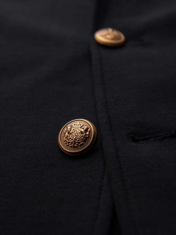 Ombre Clothing Muški sako klasičnog slim fit kroja sa zlatnim gumbima i emblemom Heritage - crno V2 OM-BLZB-0166 Ombre Clothing