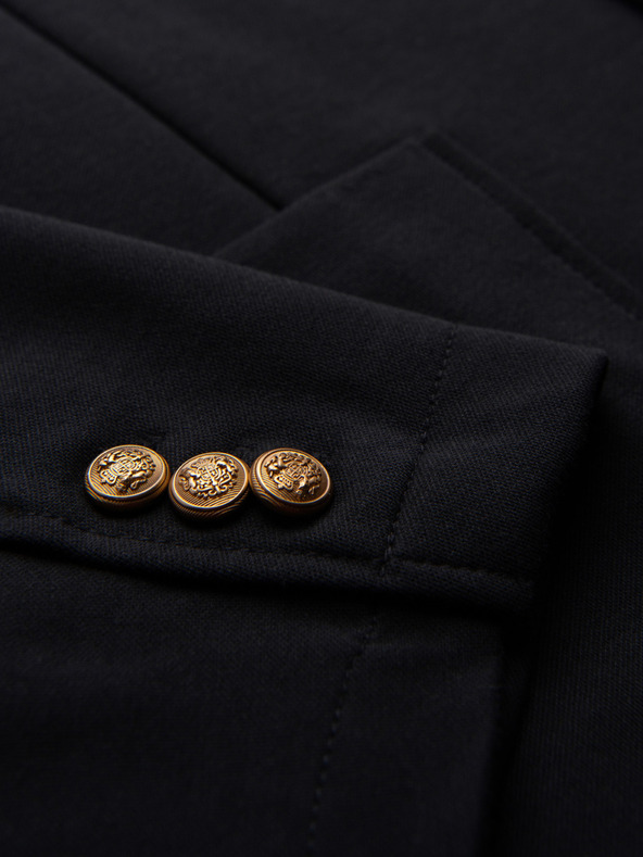 Ombre Clothing Muški sako klasičnog slim fit kroja sa zlatnim gumbima i emblemom Heritage - crno V2 OM-BLZB-0166 Ombre Clothing