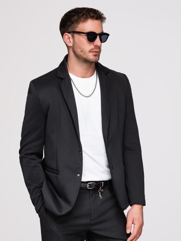 Ombre Clothing Muška jakna s kapuljačom i zmajskom aplikacijom na leđima - crna V1 OM-BLZB-0165 Ombre Clothing