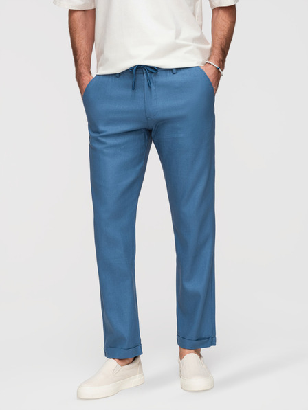 Ombre Clothing Muške hlače chino od lnene smjese - plava denim V5 P1522 Ombre Clothing