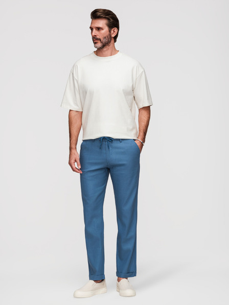 Ombre Clothing Muške hlače chino od lnene smjese - plava denim V5 P1522 Ombre Clothing