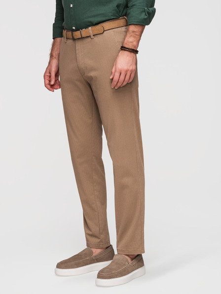 Ombre Clothing Muške chino hlače REGULAR FIT s finom strukturom - tamno bež V2 P1518 Ombre Clothing