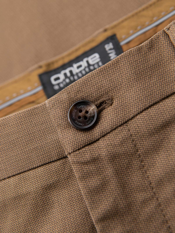 Ombre Clothing Muške chino hlače REGULAR FIT s finom strukturom - tamno bež V2 P1518 Ombre Clothing