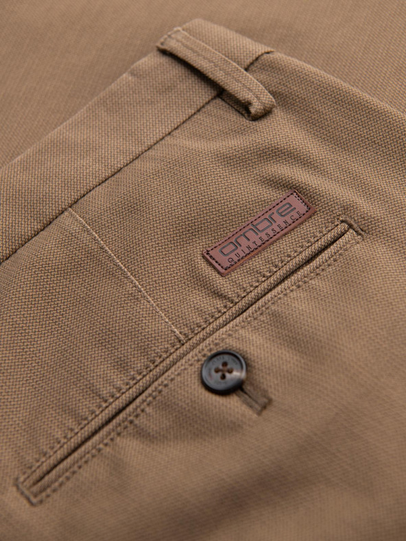 Ombre Clothing Muške chino hlače REGULAR FIT s finom strukturom - tamno bež V2 P1518 Ombre Clothing