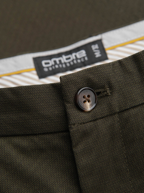 Ombre Clothing Muške chino hlače REGULAR FIT s finom strukturom - tamno zelene V4 P1518 Ombre Clothing
