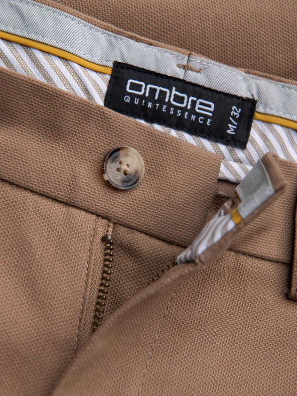 Ombre Clothing Muške chino hlače SLIM FIT - svjetlosno smeđe V2 P1524 Ombre Clothing