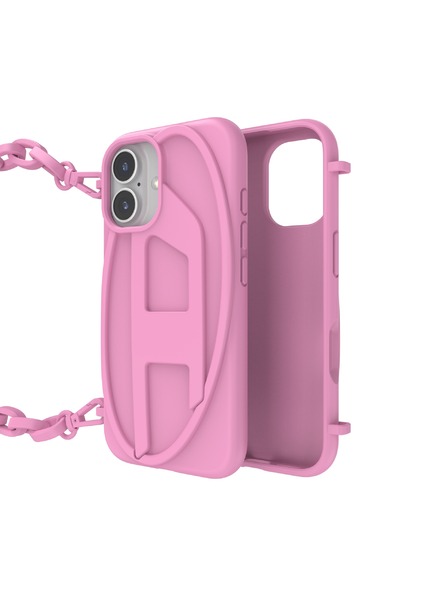 Diesel Diesel zaštita za iPhone 16 s lancem Oval D ružičasta 60175