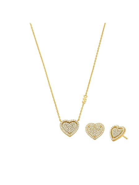 Michael Kors Set srebrnih pozlaćenih naušnica i ogrlice Michael Kors MKC1756CZSET