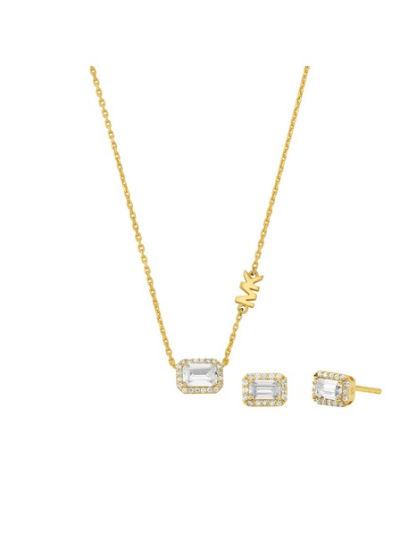 Michael Kors Set srebrnih pozlaćenih naušnica i ogrlice Michael Kors MKC1759CZSET